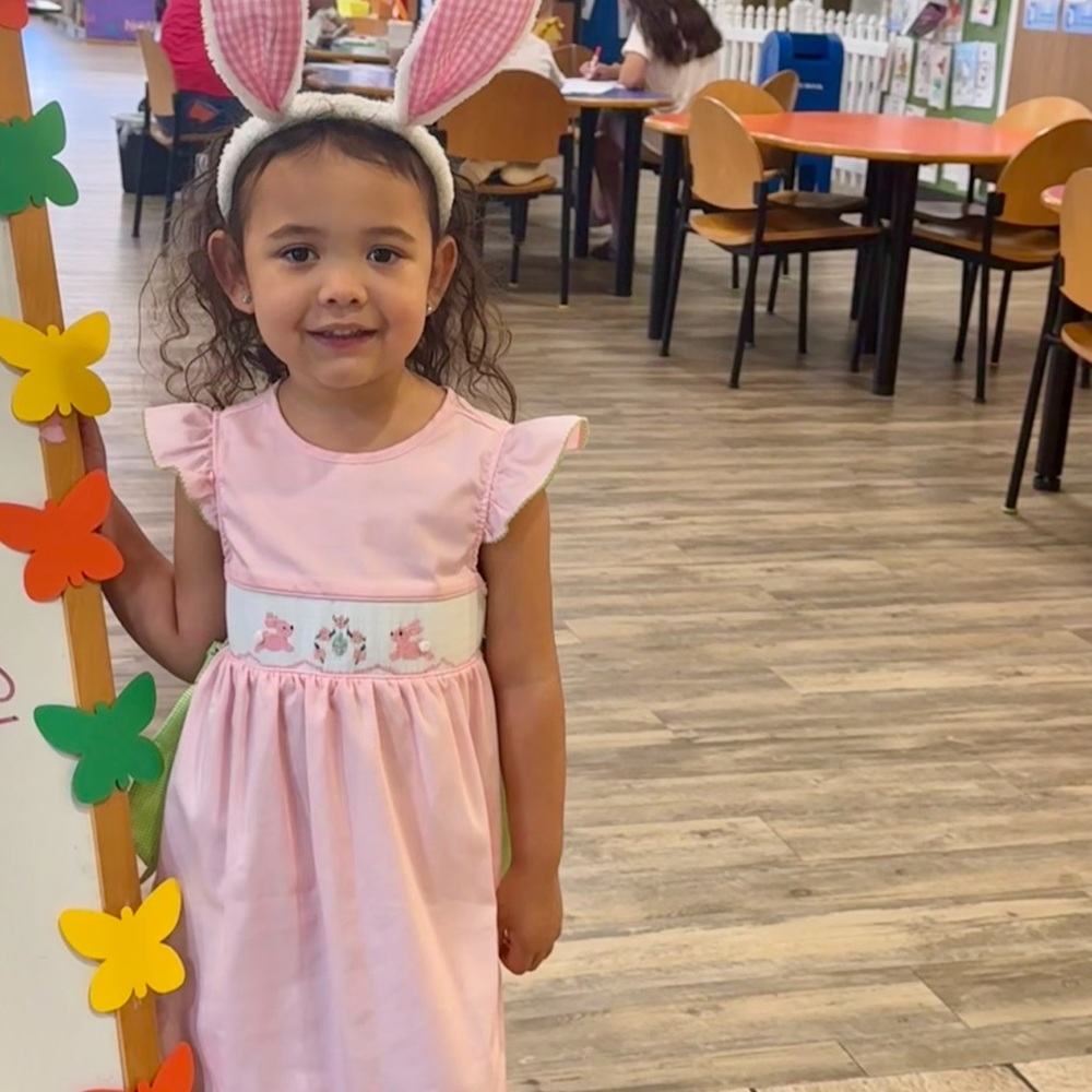 Pink Dress with Bunny Print —5 EUC